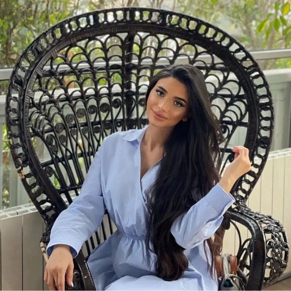 Zara SKY BLUE SHIRT DRESS - Picture 2 of 10